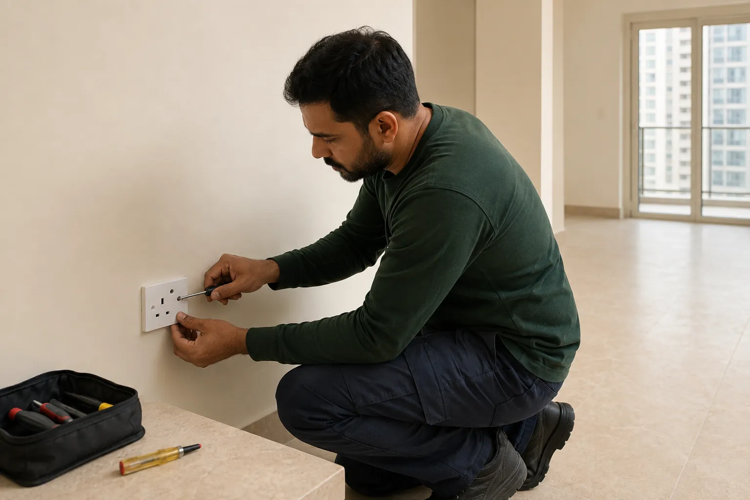 Repairing an electrical fitting.