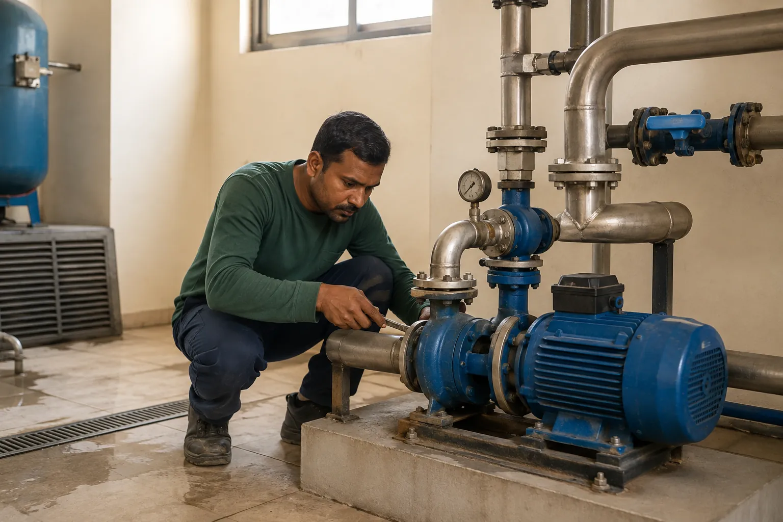 Inspecting electromechanical equipment.